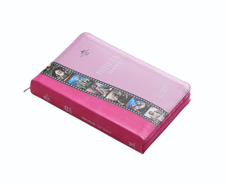 Biblia Letra Grande Héroes con Cierre – Rosa Símil Piel – RVR1960 - Imagen 2