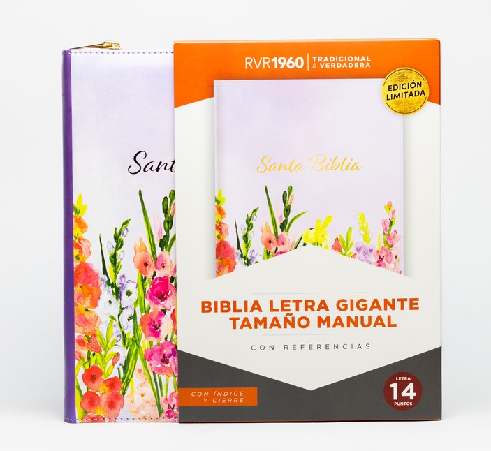 Biblia Tamaño Manual Letra Gigante con Índice y Cierre – Lavanda Símil Piel – RVR1960 - Imagen 2