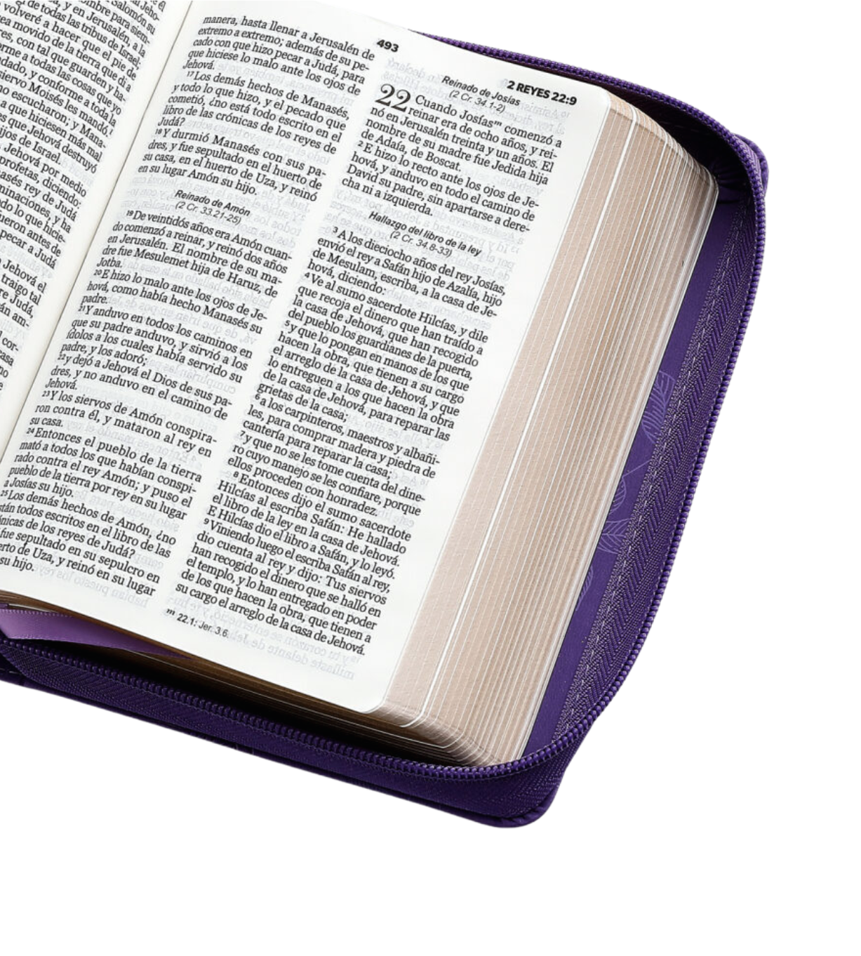 Biblia Letra Grande con Cierre - Lila con Hojas Primaverales Símil Piel - RVR1960 - Imagen 3
