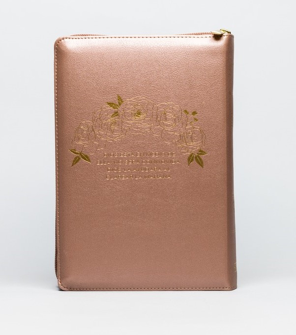 Biblia Tamaño Manual Letra Gigante con Índice y Cierre – Rosa Perla Símil Piel – RVR1960 - Imagen 3