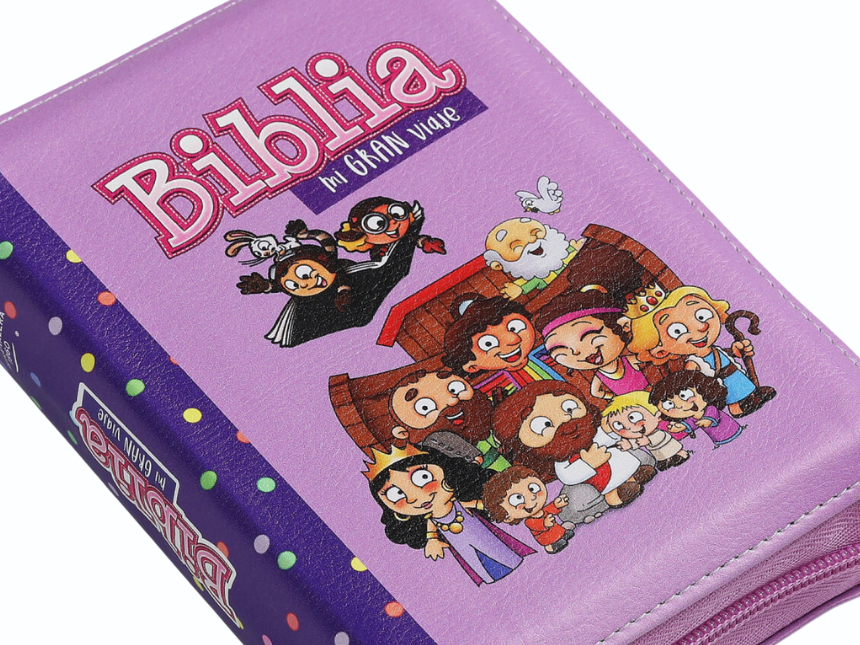 Biblia Mi Gran Viaje con Cierre – Lila Símil Piel – RVR1960 - Imagen 7