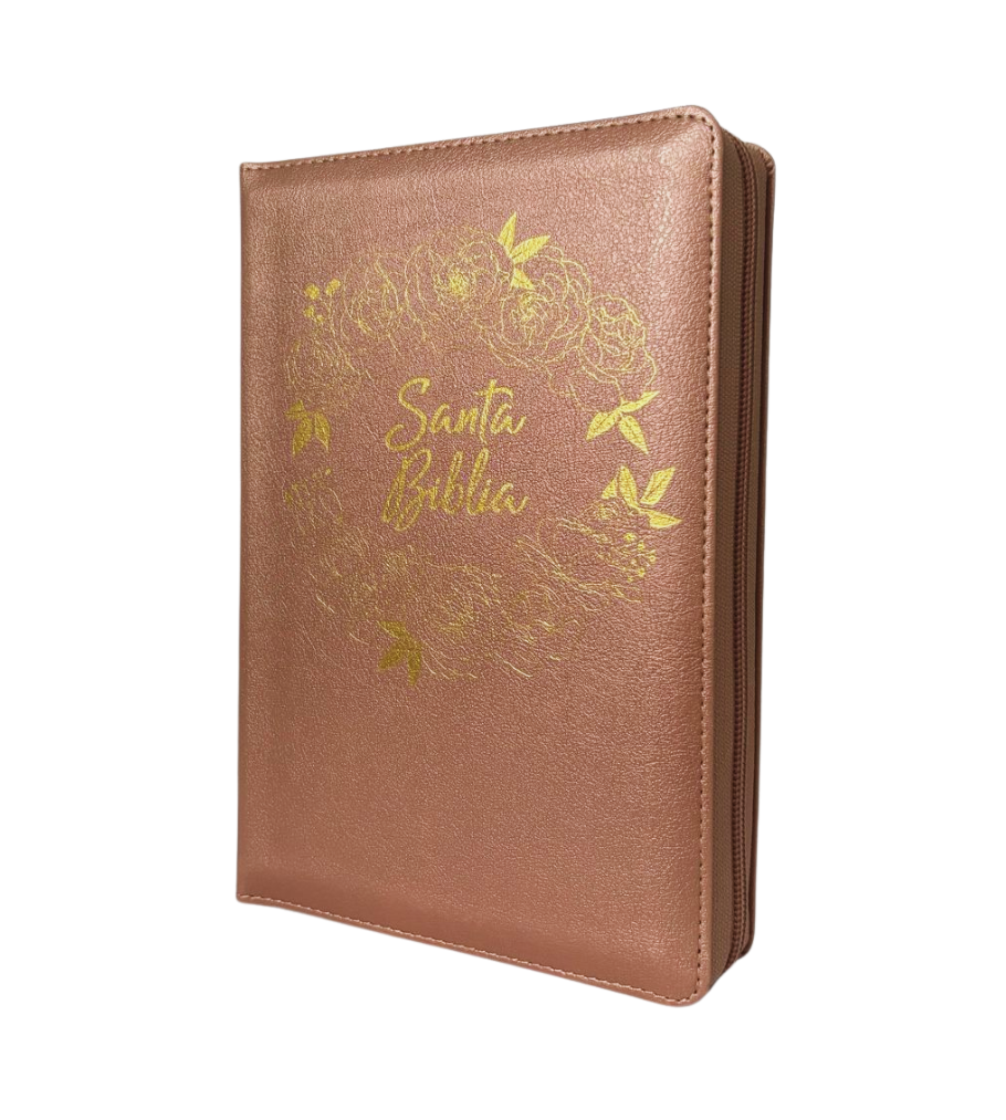 Biblia Tamaño Manual Letra Gigante con Índice y Cierre – Rosa Perla Símil Piel – RVR1960