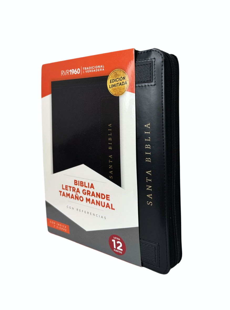 Biblia Tamaño Manual Letra Grande con Índice y Cierre (Edición 2023) – Negro Símil Piel – RVR1960 - Imagen 6