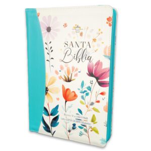 Biblia Letra Súper Gigante (19pts) – Jardín Turquesa con Cierre e Índice/Canto Pintado – RVR1960