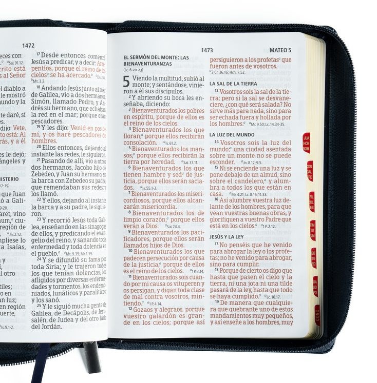 Biblia Tamaño Manual Letra Gigante con Índice y Cierre – Azul Símil Piel – RVR1960 - Imagen 3