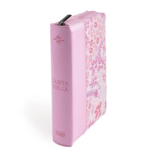 Biblia Letra Grande Compacta Edición Limitada con Índice y Cierre – Rosa Floral Símil Piel – RVR1960