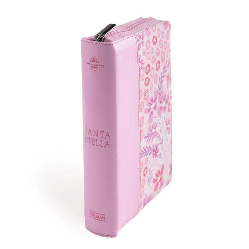 Biblia Letra Grande Compacta Edición Limitada con Índice y Cierre – Rosa Floral Símil Piel – RVR1960