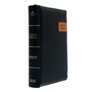 Biblia Tamaño Manual Letra Gigante con Índice y Cierre – Negro/Caramelo Símil Piel – RVR1960
