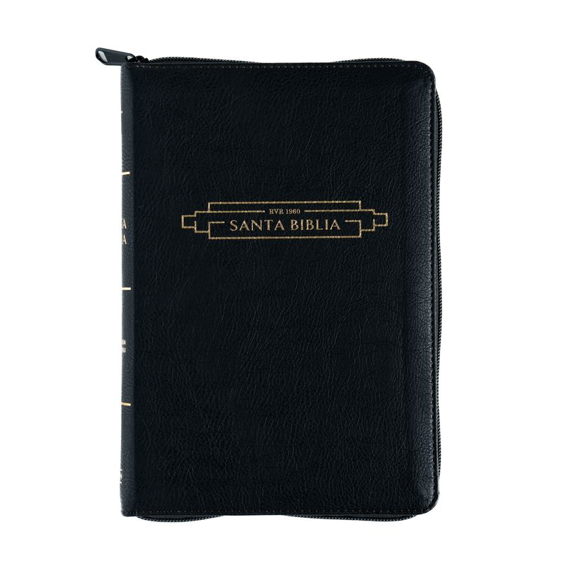 Biblia Tamaño Manual Letra Grande con Índice y Cierre - Negro Símil Piel - RVR1960 - Imagen 2