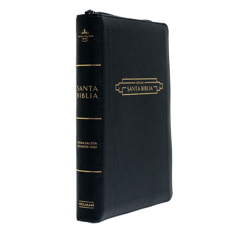 Biblia Tamaño Manual Letra Grande con Índice y Cierre - Negro Símil Piel - RVR1960