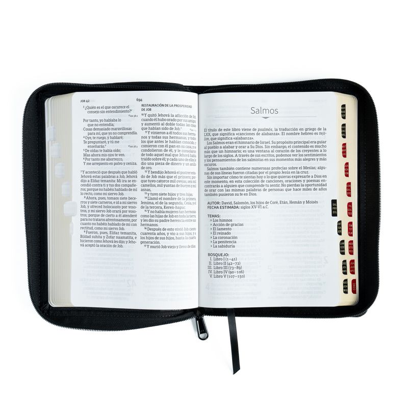 Biblia Tamaño Manual Letra Grande con Índice y Cierre - Negro Símil Piel - RVR1960 - Imagen 4