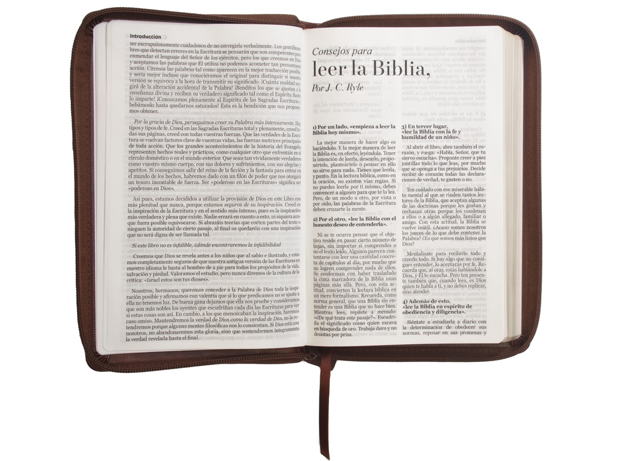 Biblia Clásica Letra Grande con Cierre – Café Simil Piel – Reina Valera 1960 - Imagen 5