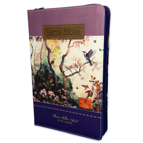 Biblia Letra Grande con Índice y Cierre - Lila/Fantasía/Morado Símil Piel - RVR1960