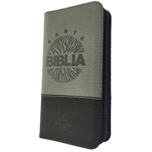 Biblia Tipo Chequera con Índice RVR 1960 Color Negro/Gris Canto Plateado con Ayudas y Códigos QR