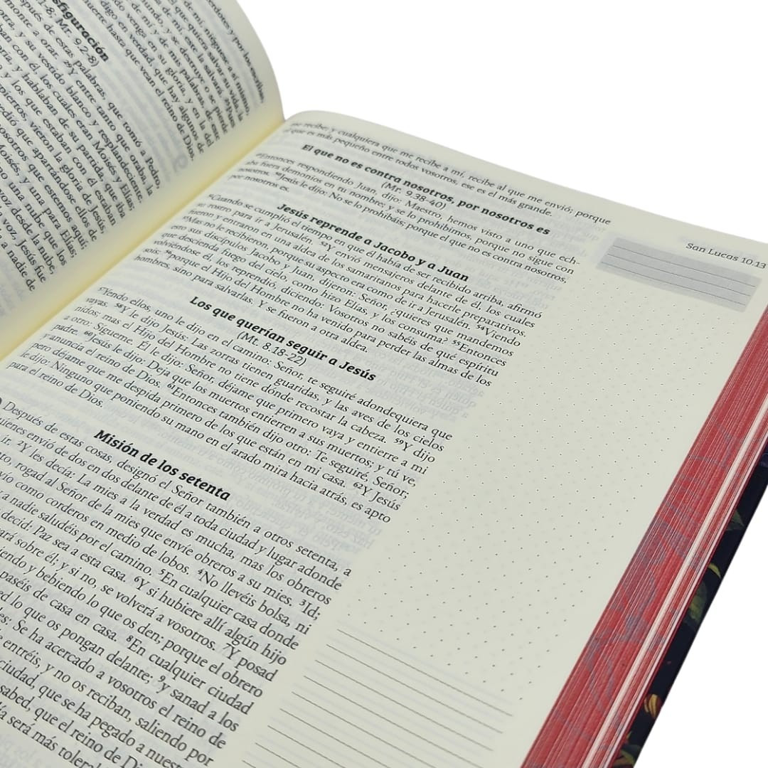 Biblia de Apuntes – Azul Oscuro con Canto Rojo Floral – RVR1960 - Imagen 5