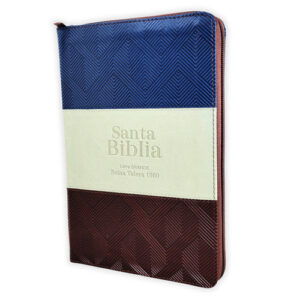 Biblia Letra Grande con Índice y Cierre – Tricolor Azul/Gris/Marrón Simil Piel – Reina Valera 1960