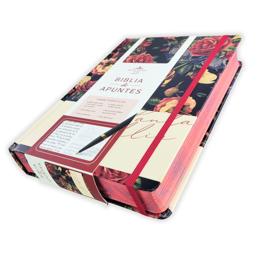 Biblia de Apuntes – Azul Oscuro con Canto Rojo Floral – RVR1960 - Imagen 2