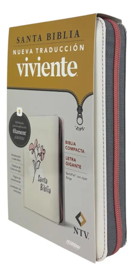 Biblia NTV Compacta Letra Gigante de Cierre con Filament – Beige Símil Piel - Imagen 7
